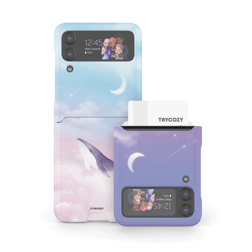 [TryCozy]트라이코지 달빛고래 갤럭시Z플립시리즈 카드 3D곡면하드케이스